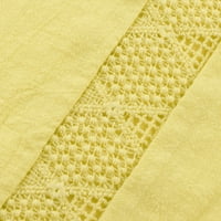 Qcmgmg u vrat T majice za žene Čvrsto boje Ležerne prilike za prednje kravate Classic Fit čipka Ljetna rukava Bluza Yellow XL