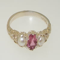 Britanci napravio je 10k bijeli zlatni prirodni ružičasti turistički i kultivirani biserni ženski prsten od trilog - veličine opcija