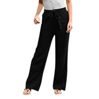 Puntoco Clearence ženske čvrste zavolje labave casual široke nogu gamaše donje duge hlače crne boje