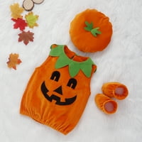 Baby Halloween Odjeća za bebe bundeve odijelo bez rukava bez rukava + šešir + obuća odijela kostim