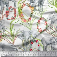 Listovi tkanine Soimoi Rayon, cvjetni vijenac i elefant džungle komični tkanini Široki