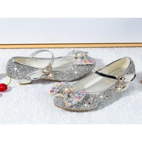 Lacyhop Djeca Mary Jane Sandale Luk princeze cipele cipele cipele School Comfort Casual Glitter Silver 12c