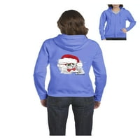 MMF - Ženska dukserica pulover sa punim zip - vrijeme je za božićnu mačku sa šeširom