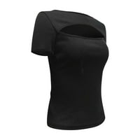 Ženski vrhovi Crew Crw Crt Solid Bluze Ležerne dame Modni kratki rukav ljetni crni 3xl