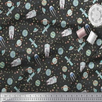 Soimoi crni pamučni dres tkanine astronaut i planeta Galaxy tiskani tkaninski dvorište širom