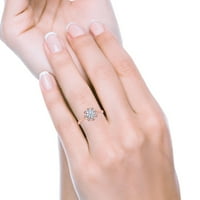 Rose Tone, kubična cirkonija-sila- halo art deco vjenčani prsten srebra