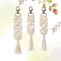 Ručno tkani lanac ključeva kreativni pamučni navoj drveni torbi za perlu privjesak osjetljiv viseći dekor