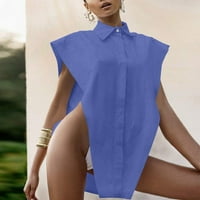 PXIAKGY TANK TOP za žene vrhunska majica za WomensleEveless OmorDose stilski majir plavi + m