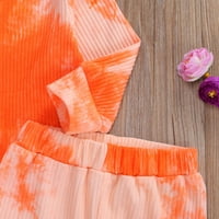 Canrulo Toddler Baby Boy Djevojka Outfits Knit Tie Dye Košulje s dugim rukavima Padnjas Podesite spavaću odjeću Narančasta 3 godine