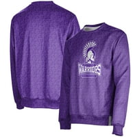 Muški izgled Purple Winona State Warriors Ženski poprečni logotip Crewneck Pulover dukserica