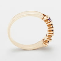 Britanci napravio 9k ružičastog zlatnog prirodnog ametista Ženski večni prsten - Opcije veličine - veličine za dostupnost