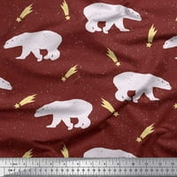 Soimoi Brown Heavy Satin tkanina pada zvijezda i polarni medvjed životinjski dekor od tiskanog dvorišta široko