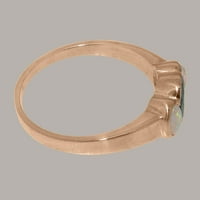 Britanci napravio 9k ružičasto zlato pravi originalni London Blue Topaz & Opal Womens Promise Ring - Opcije veličine - Veličina 5,75