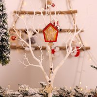 Miayilima Božićni ukrasi Novi božićni ukrasi bijeli rub s pet zvjezdica okrugli drveni privjesak