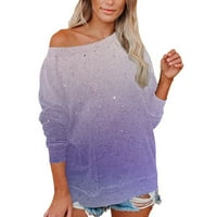Strugten ženska bluza casual dugih rukava tiskani okrugli vrat patchwork majica