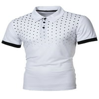 Prednji prošli muškarci Ljetni vrhovi rever vrat T majice Dugme Polo Majica Atletic Tee Polka Dots Bluza White 4xl