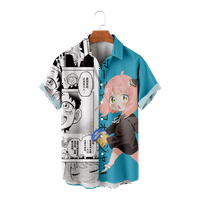 Anime špijunski porodični dječaci kratki rukav košulju s redovnim klasičnim kuglanskim majicama za muškarce