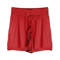 Joga kratke hlače s džepovima za ženske kratke hlače teretane visoki struk od punog crvenog crvenog s